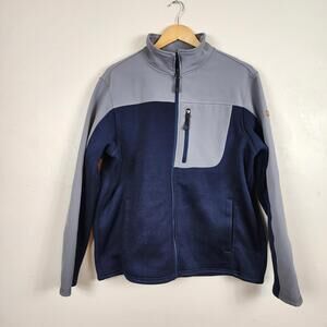 Swiss Tech Men's Soft Shell Jacket Medium Gray Navy Blue Colorblock Fleece Lined